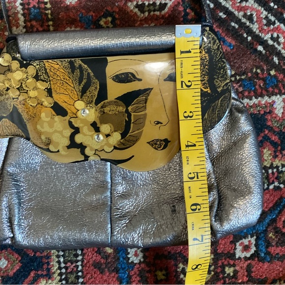 Vintage Moon Bag 1987 Patricia Smith Metallic Hand Painted Changeable Purse 80s - Picture 12 of 14